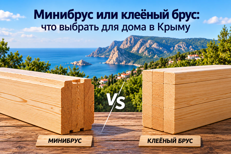 Минибрус или клеёный брус: что выбрать для дома в Крыму